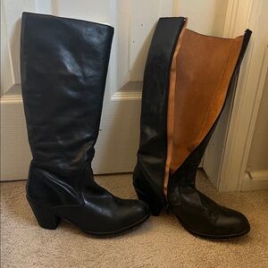 Black Leather Heeled Boots